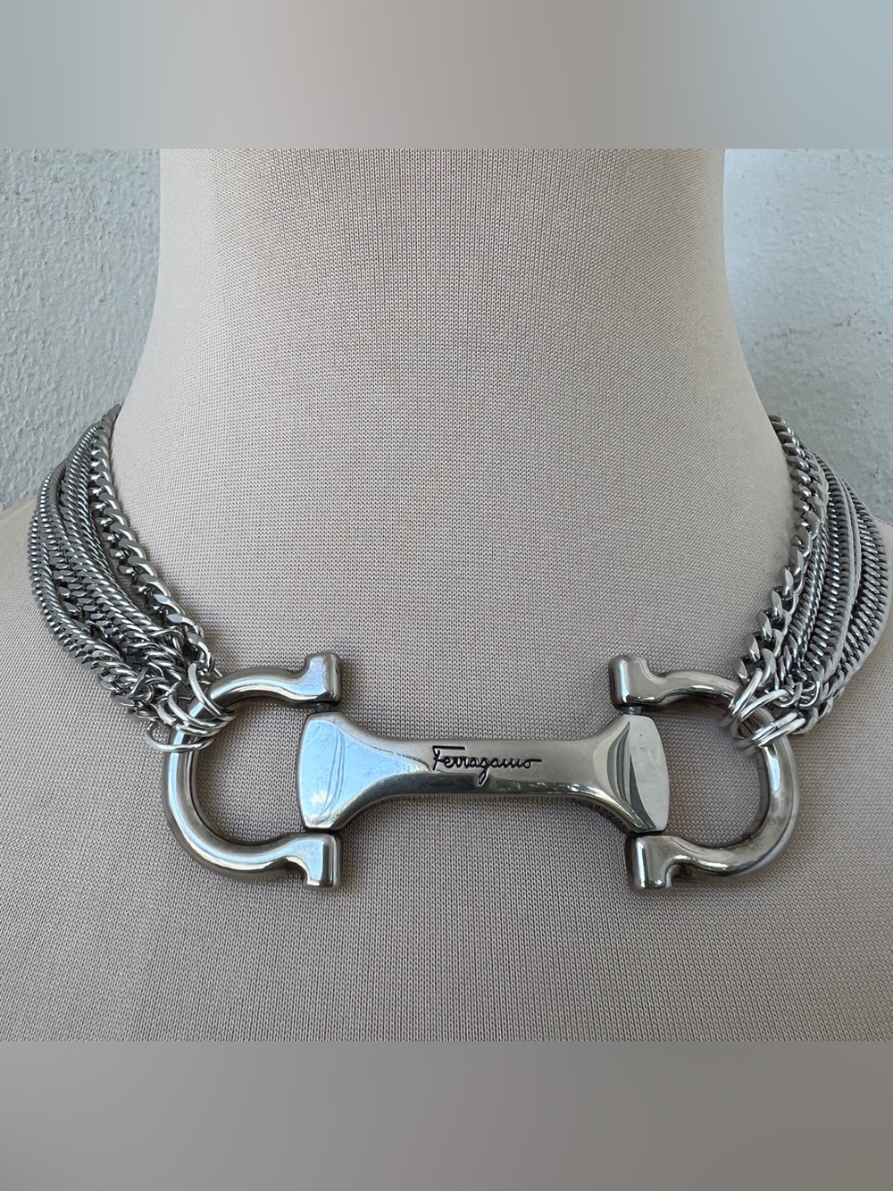 Custom Salvatore Ferragamo Vintage Horsebit Statement Necklace | 17”